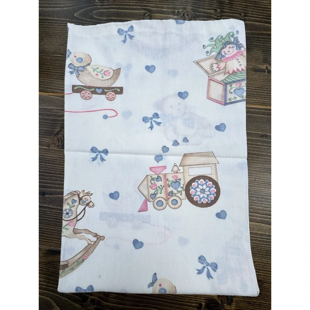 Vintage‎ Handmade Pillowcases Pair Nursery Teddy Bear Doll Kids Pastel Retro